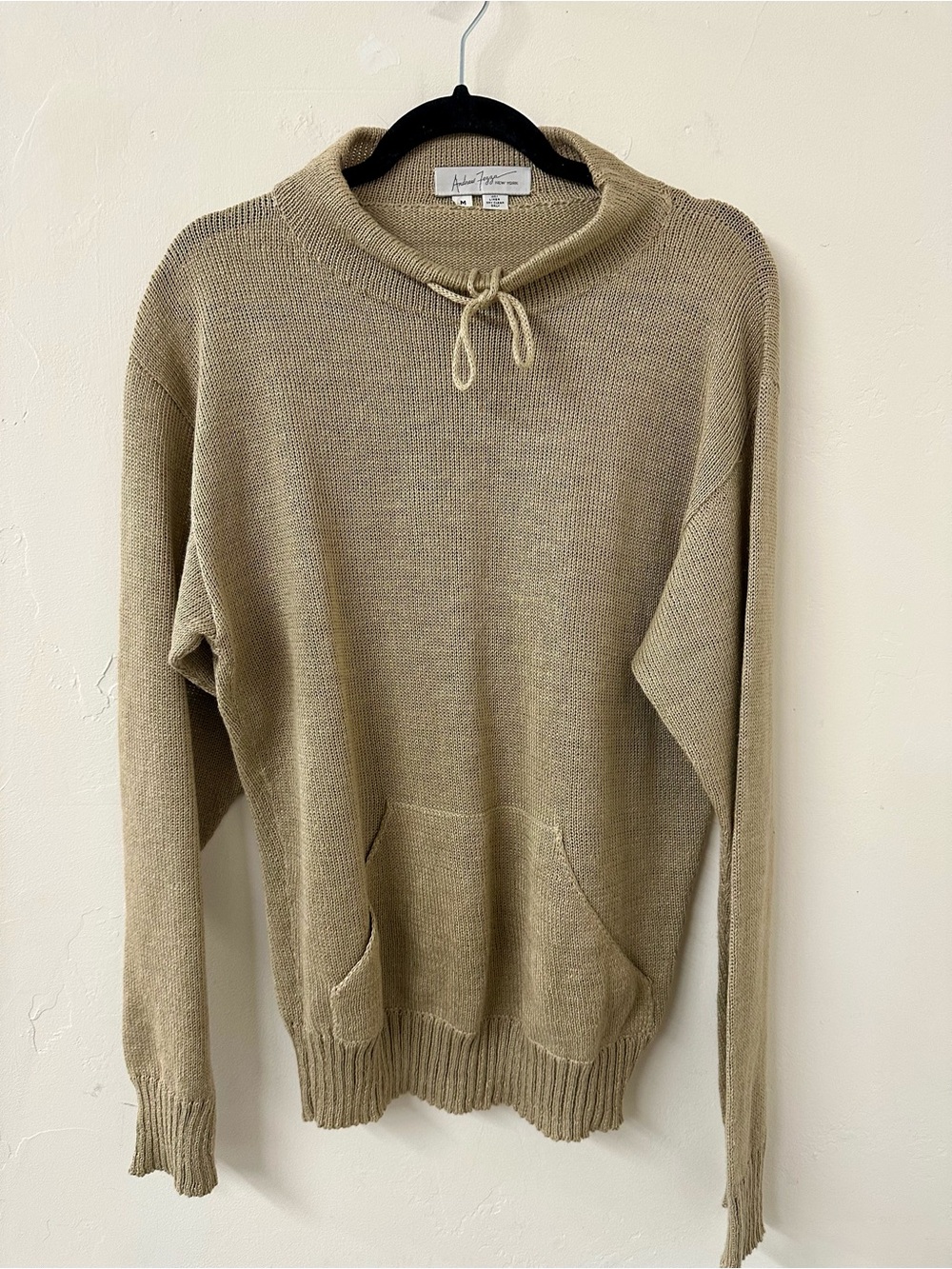 Drawstring Hooded Sweater - Tan